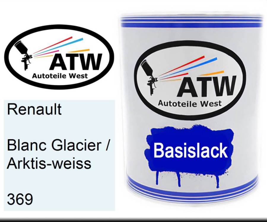 Renault, Blanc Glacier / Arktis-weiss, 369: 1L Lackdose, von ATW Autoteile West.